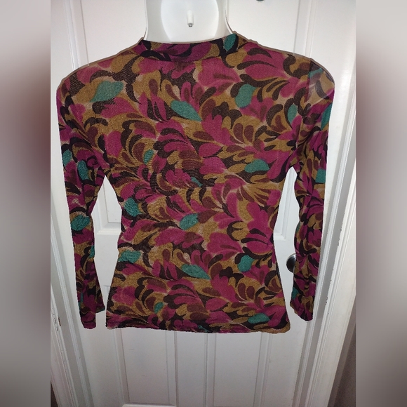 New York & Company Vintage Floral Cinched V neck Long Sleeve Sz XL - Picture 7 of 7